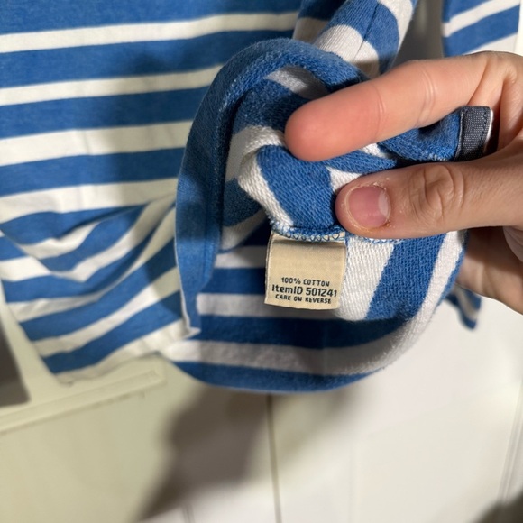 L.L. Bean Striped Rugby Pullover Henley Blue and White Size XS Preppy Cotton - Picture 8 of 9